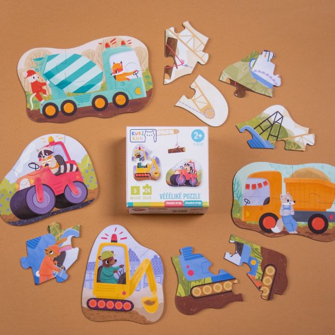 NOVINKA 🦺Véééliké puzzle Stavební stroje pro všechny malé stavitele už od 2 let! ✨ Najdete na stránkách pexetrio.cz #bagr...